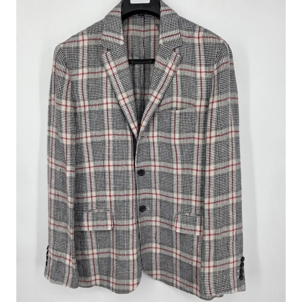 VINTAGE J. PETERMAN Mens 42R Unstructured Linen Plaid Blazer Sports Jacket
